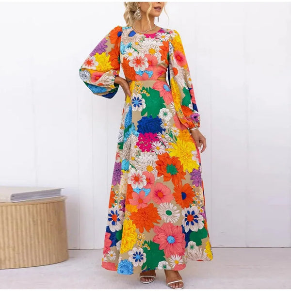 Flore - Robe longue florale dos ouvert